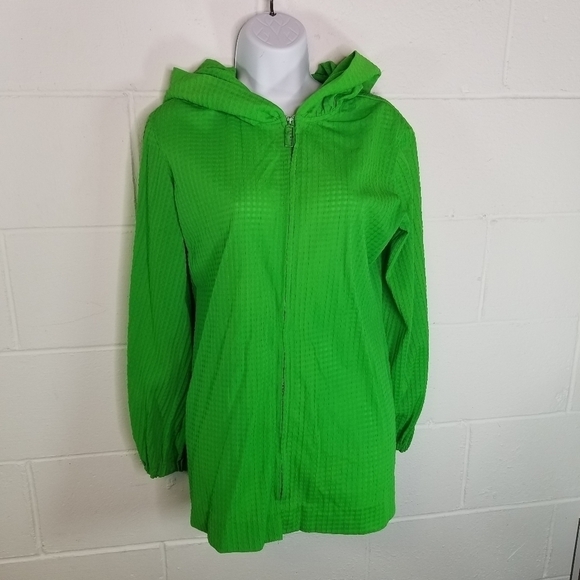 Vtg 60s Lord & Taylor kelly green hooded lightweight jacket - Picture 9 of 11
